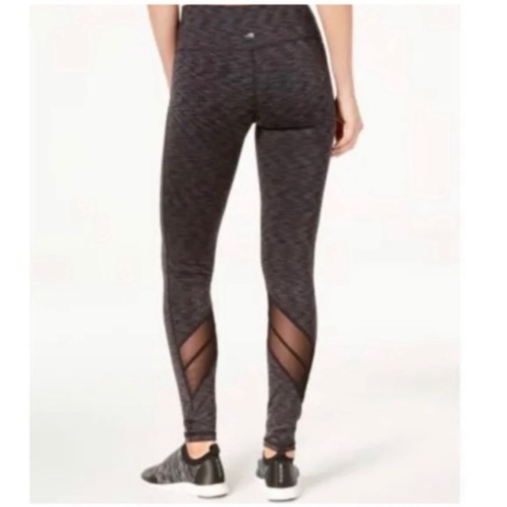 Ideology Workout Pants Athletic Leggings w/ Mesh Mid Rise Grey Women Sz Small.